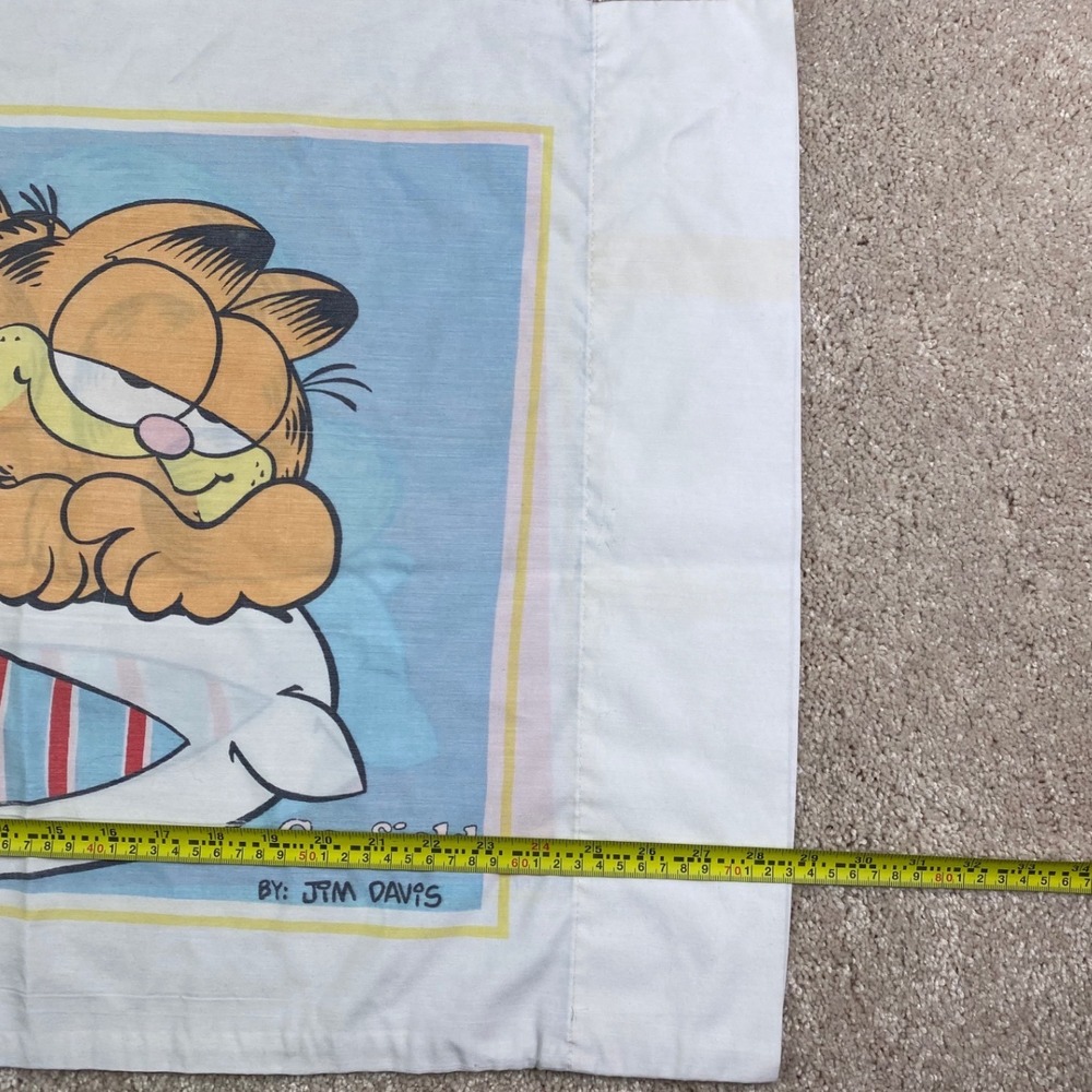 Vintage 1978 Garfield Jim Davis Pillowcase Red Blue Double Sided 20x30 Comic - Picture 6 of 8